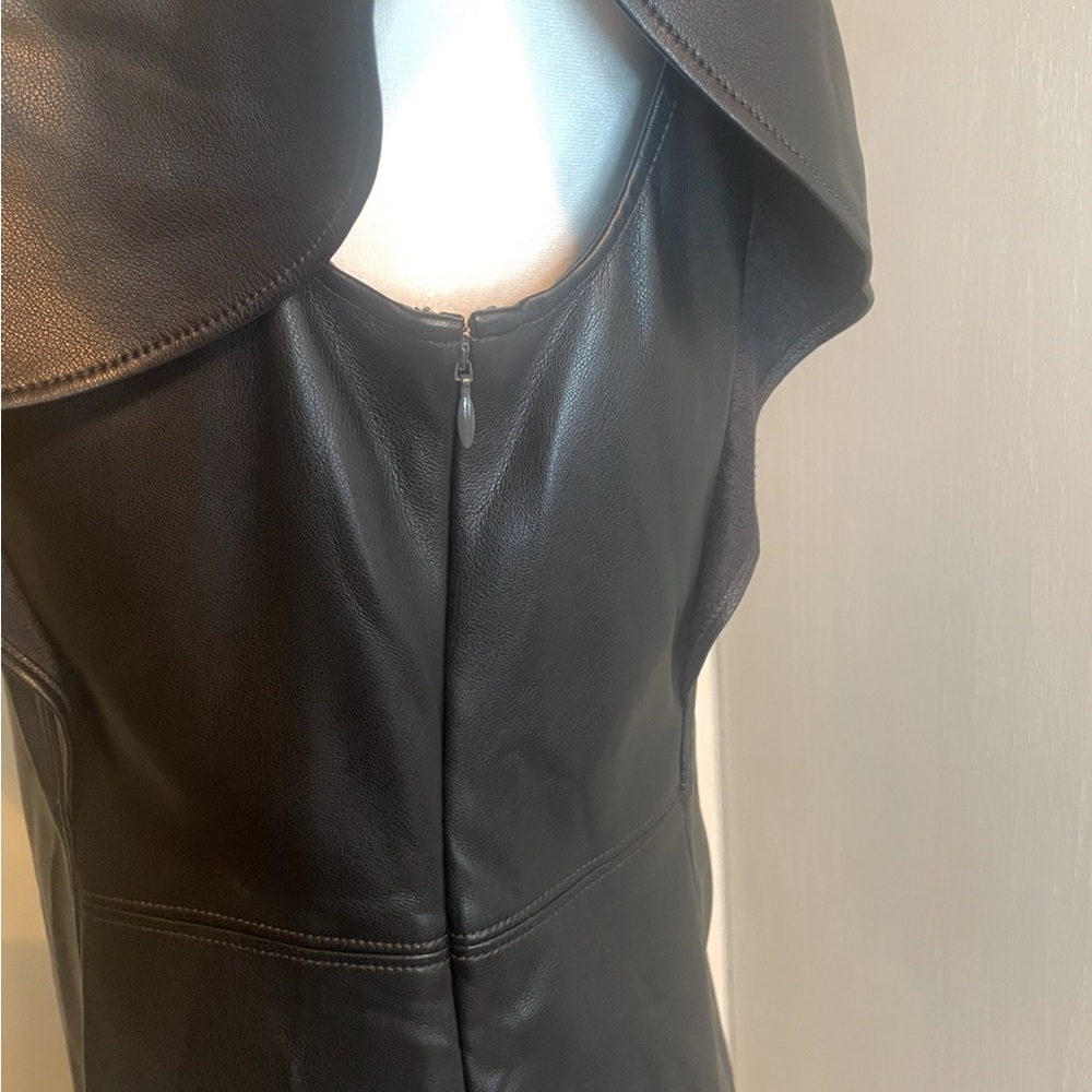 GAP, Vegan Leather, Flutter Sleeve, V-Neck ‎ A-Line Mini Dress, Black Sz 10 Tall - Picture 9 of 15